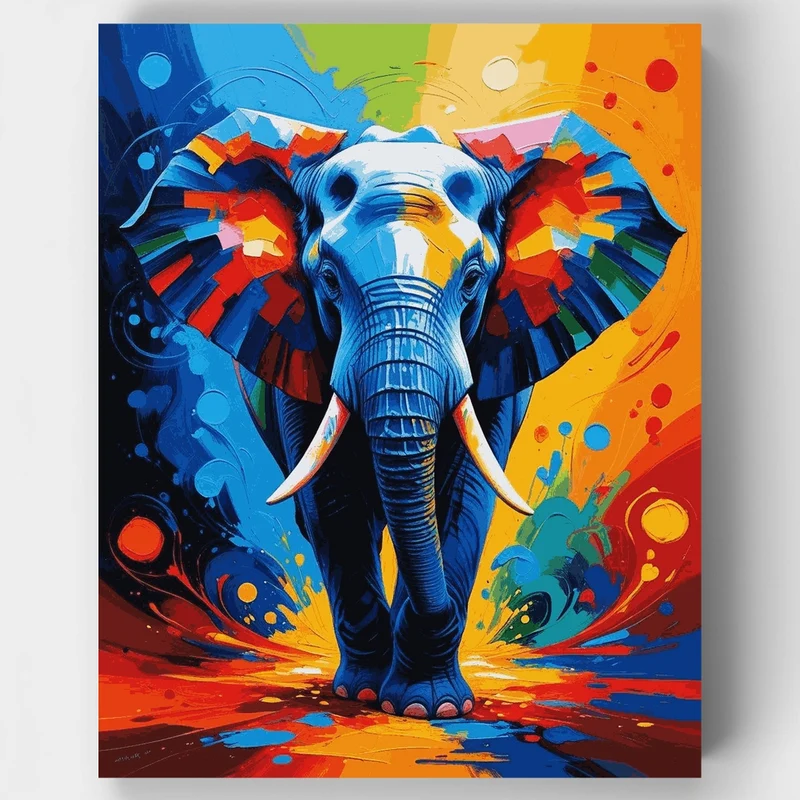 Vibrant Elephant Explosion - Paint by Numbers Kit