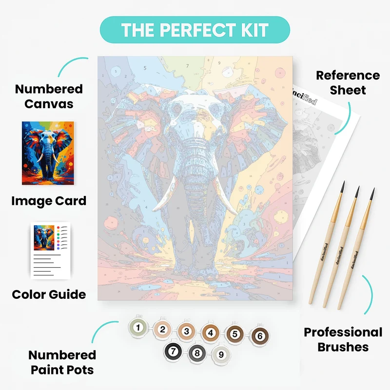 Vibrant Elephant Explosion - Paint by Numbers Kit