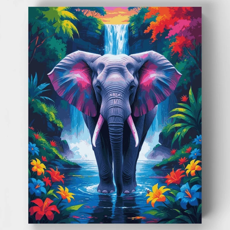 Vibrant Elephant Paradise - Paint by Numbers Kit