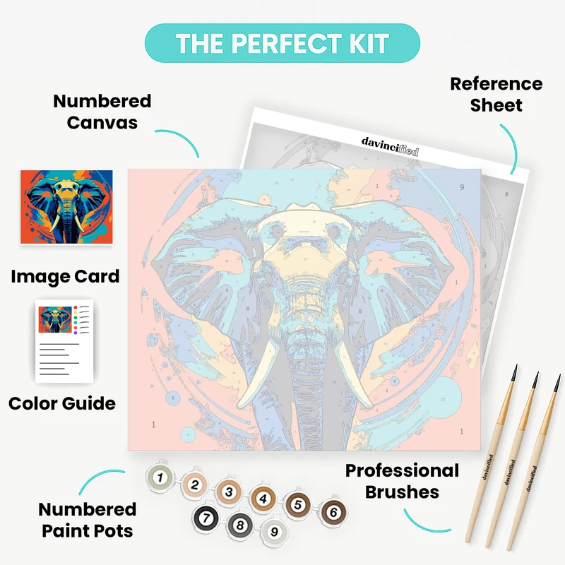 Vibrant Elephant Portrait - Paint by Numbers Kit