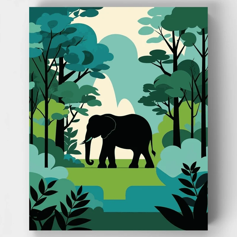 Elephant in the Jungle - Paint by Numbers Kit