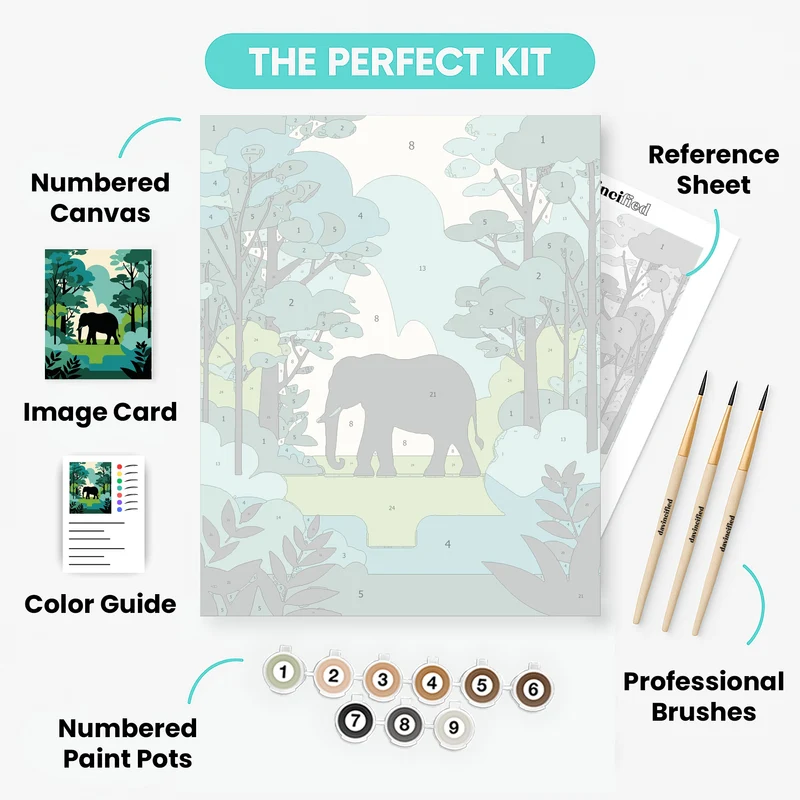 Elephant in the Jungle - Paint by Numbers Kit