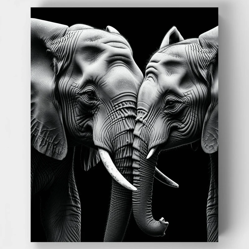 Majestic Elephants in Black and White - Paint by Numbers Kit