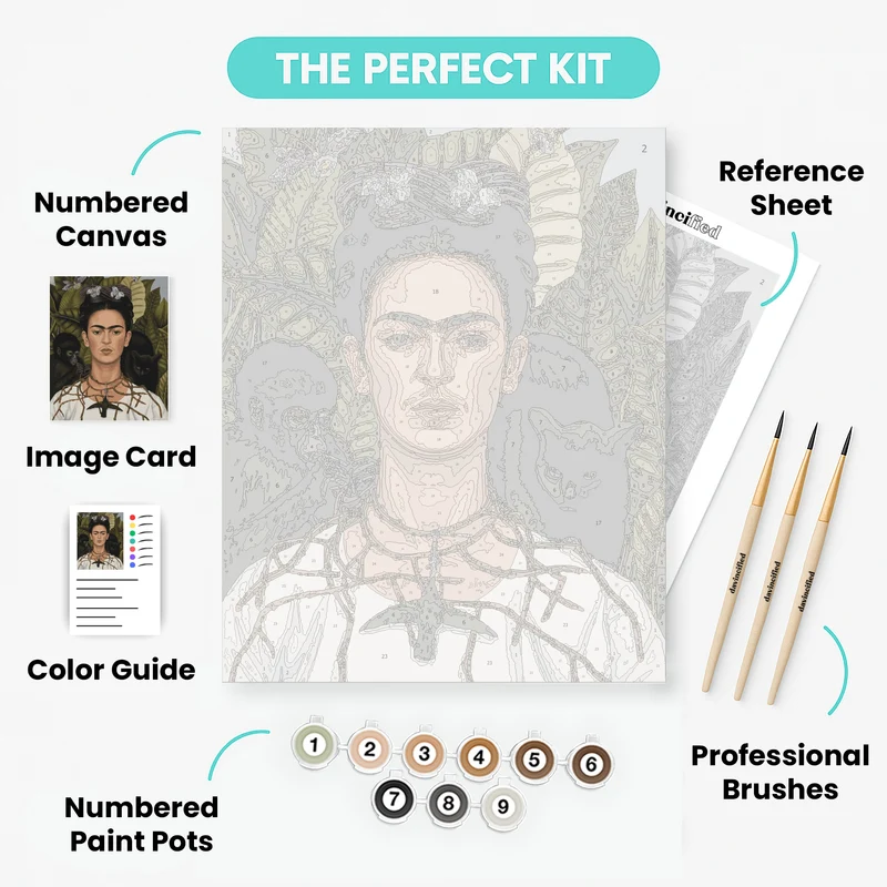 Self-Portrait with Thorn Necklace and Hummingbird - Paint by Numbers Kit