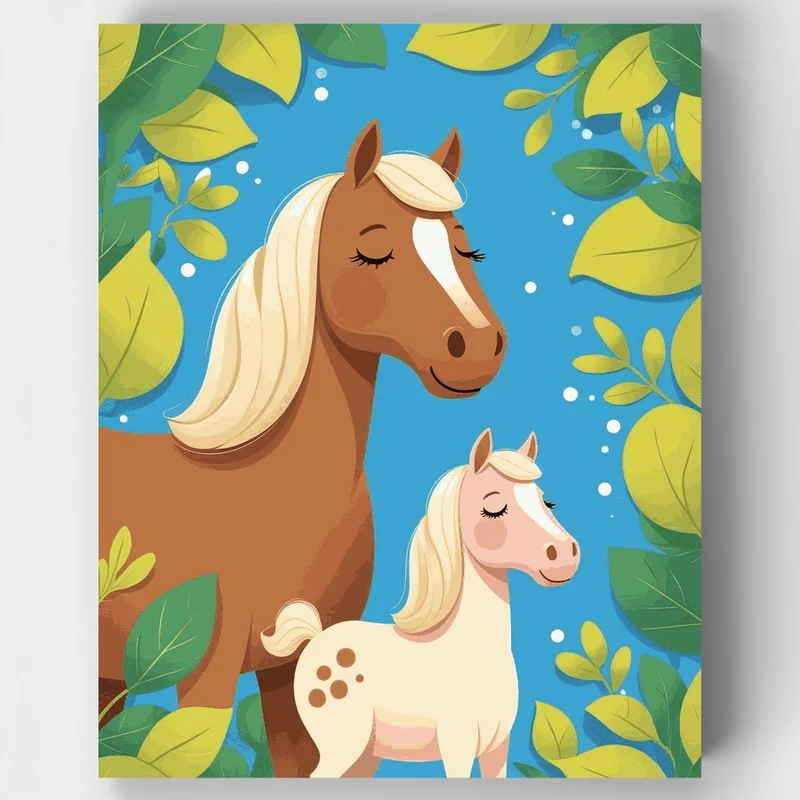 Mother and Baby Horse - Paint by Numbers Kit