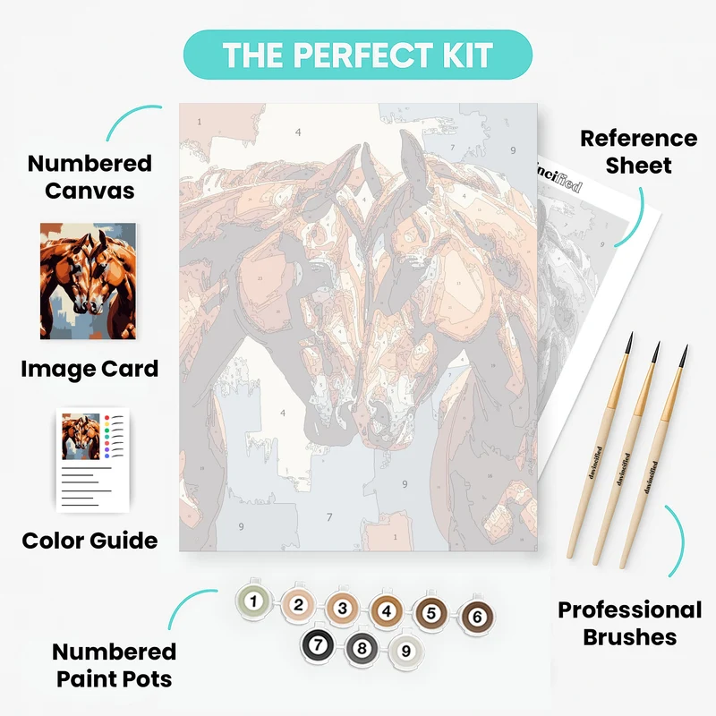 Two Horses Nuzzling - Paint by Numbers Kit