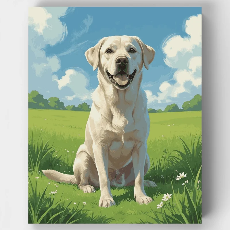 Yellow Labrador in Sunny Field - Paint by Numbers Kit