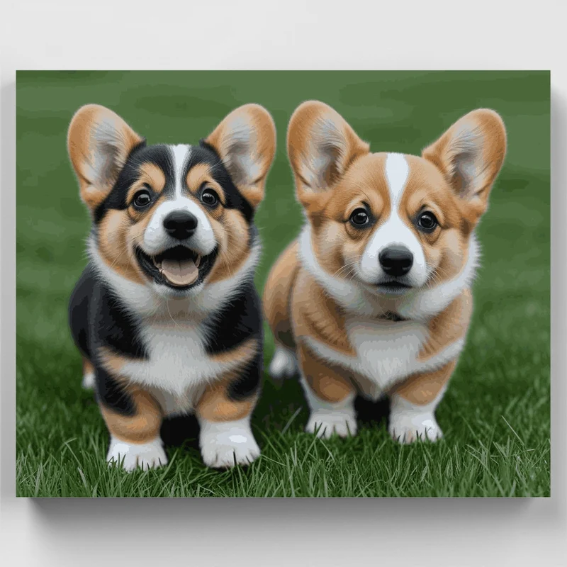 Two Adorable Corgis - Paint by Numbers Kit