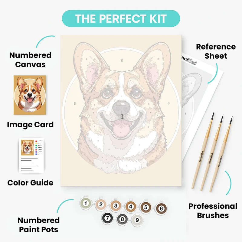 Happy Corgi Portrait - Paint by Numbers Kit