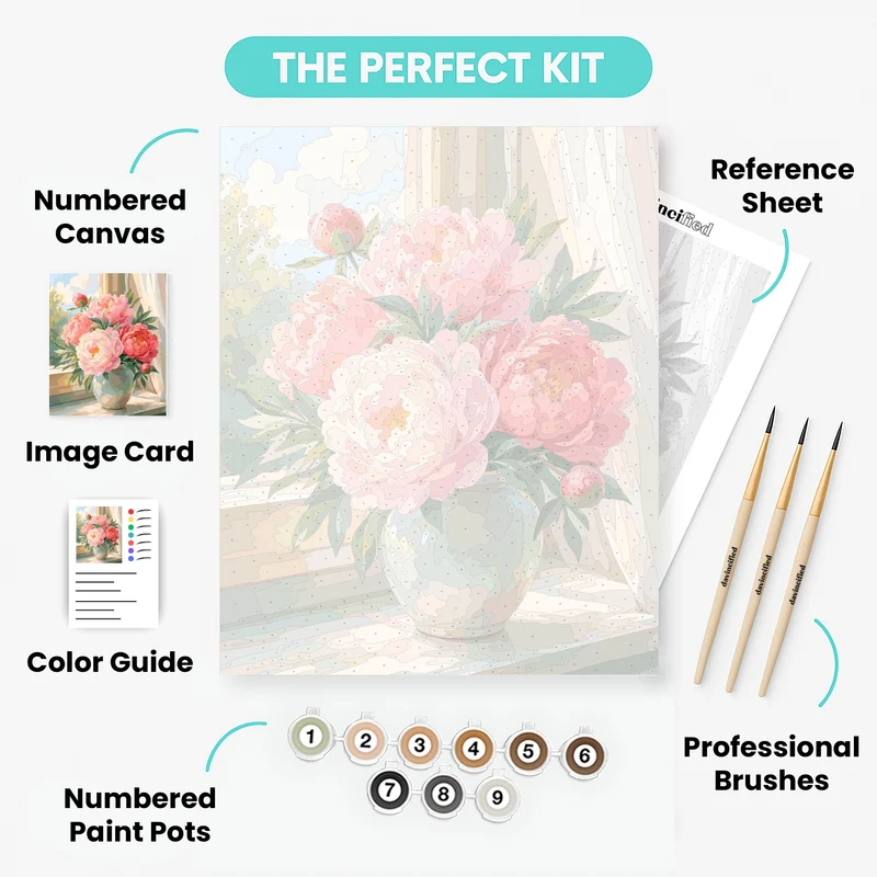 Peonies at the Window - Paint by Numbers Kit