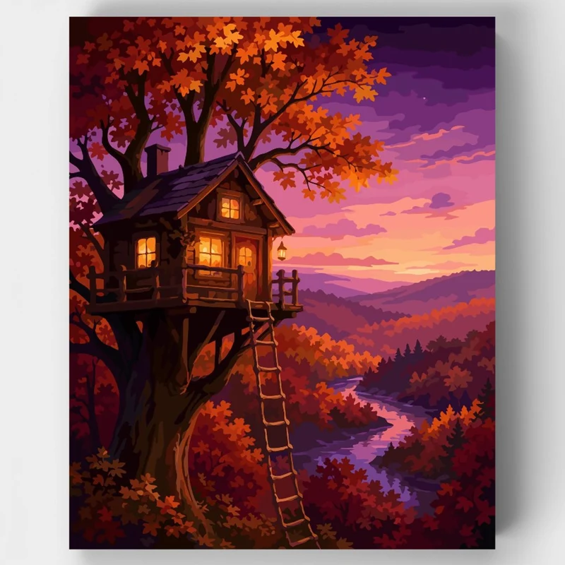 Autumn Treehouse Hideaway - Paint by Numbers Kit