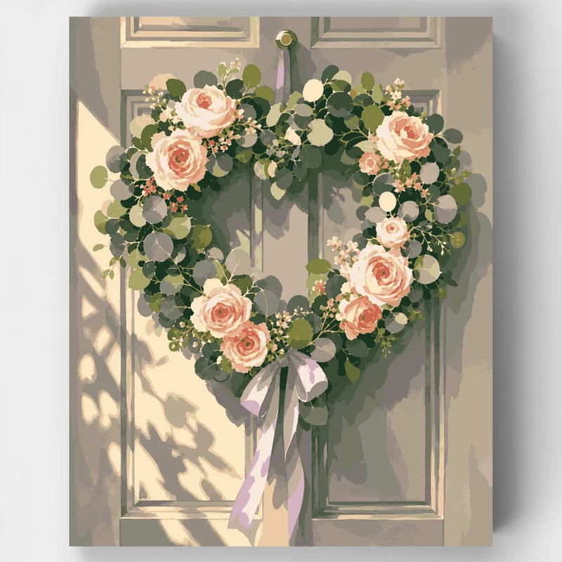 Heart Wreath of Roses - Paint by Numbers Kit