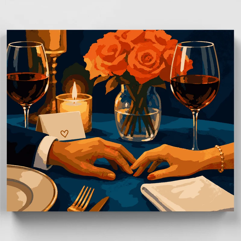 Candlelit Anniversary Toast - Paint by Numbers Kit