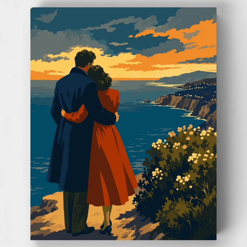 Cliffside Embrace at Dusk - Paint by Numbers Kit