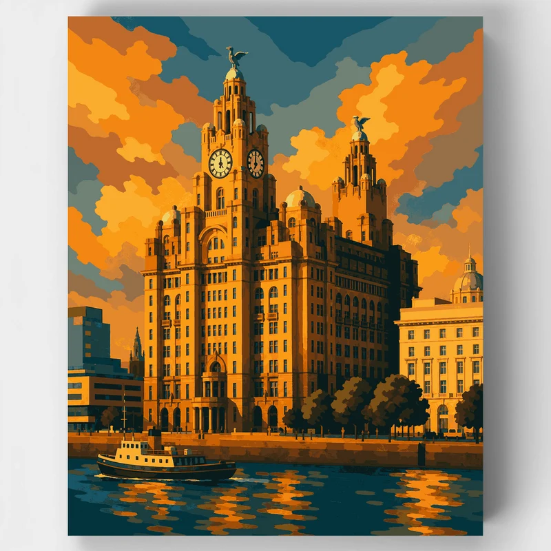 Royal Liver Building Golden Hour - Paint by Numbers Kit