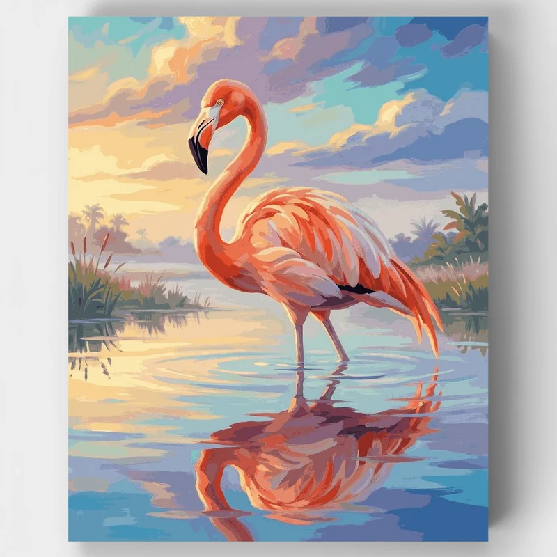 "Flamingo at Sunset" Paint by Numbers Kit