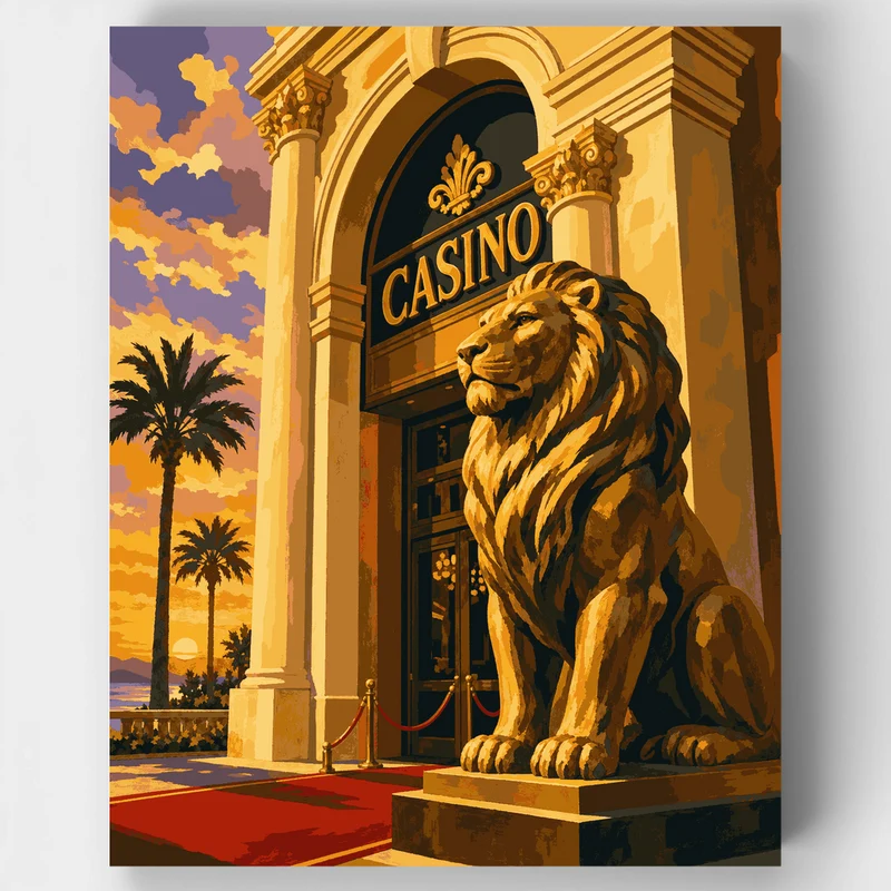 Golden Casino Lion - Paint by Numbers Kit
