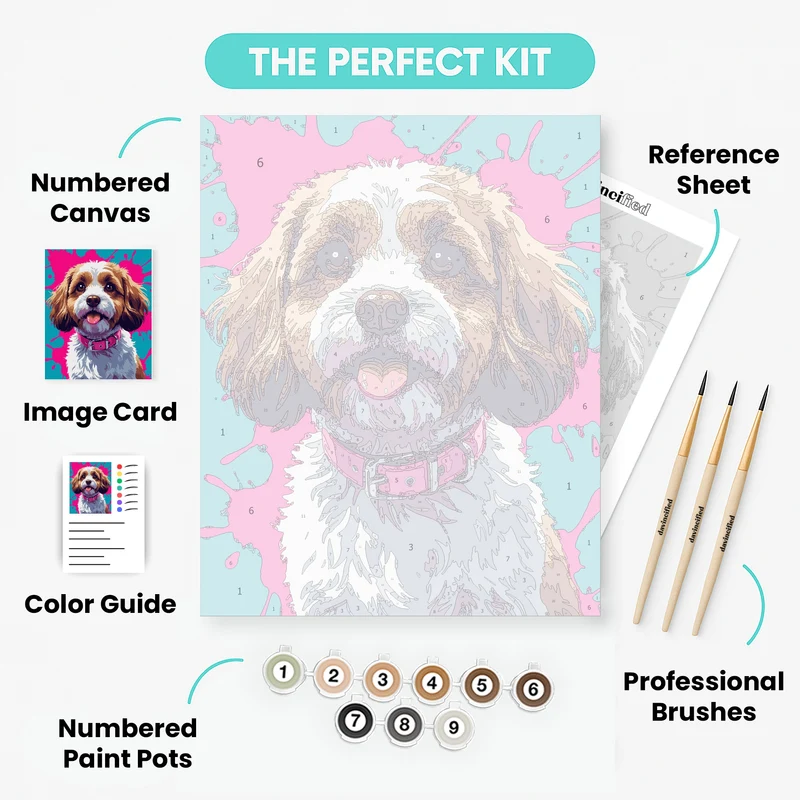 Cavapoo Pop Art Portrait - Paint by Numbers Kit