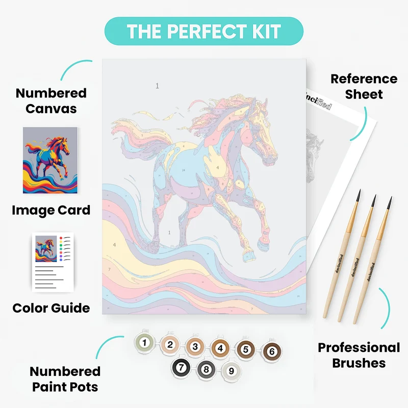 Vibrant Rainbow Horse - Paint by Numbers Kit