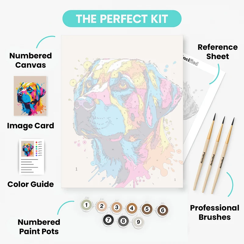 Vibrant Pop Art Dog - Paint by Numbers Kit