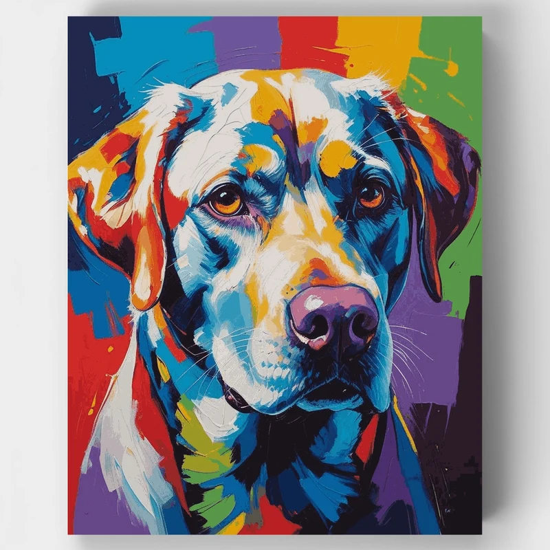 Vibrant Rainbow Labrador Portrait - Paint by Numbers Kit