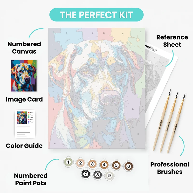 Vibrant Rainbow Labrador Portrait - Paint by Numbers Kit