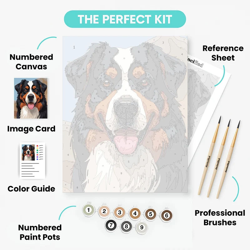 Happy Bernese Mountain Dog Portrait - Paint by Numbers Kit