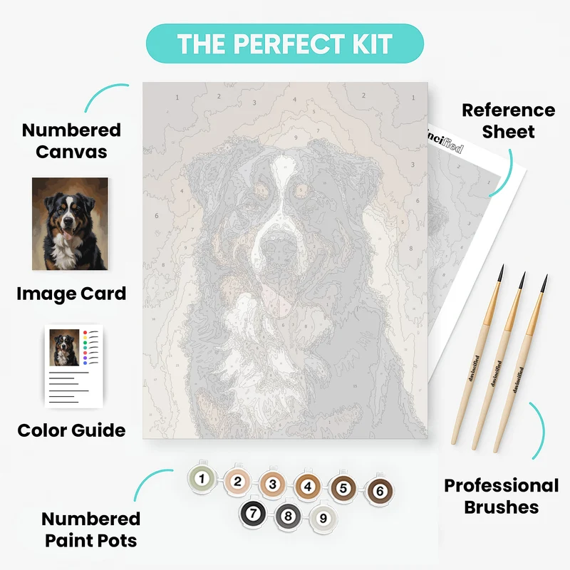 Majestic Bernese Mountain Dog with Warm Amber Eyes - Paint by Numbers Kit
