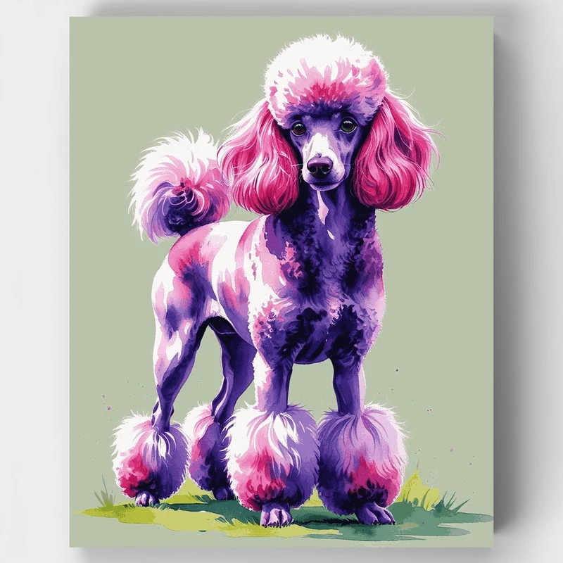 Vibrant Purple and Pink Poodle - Paint by Numbers Kit