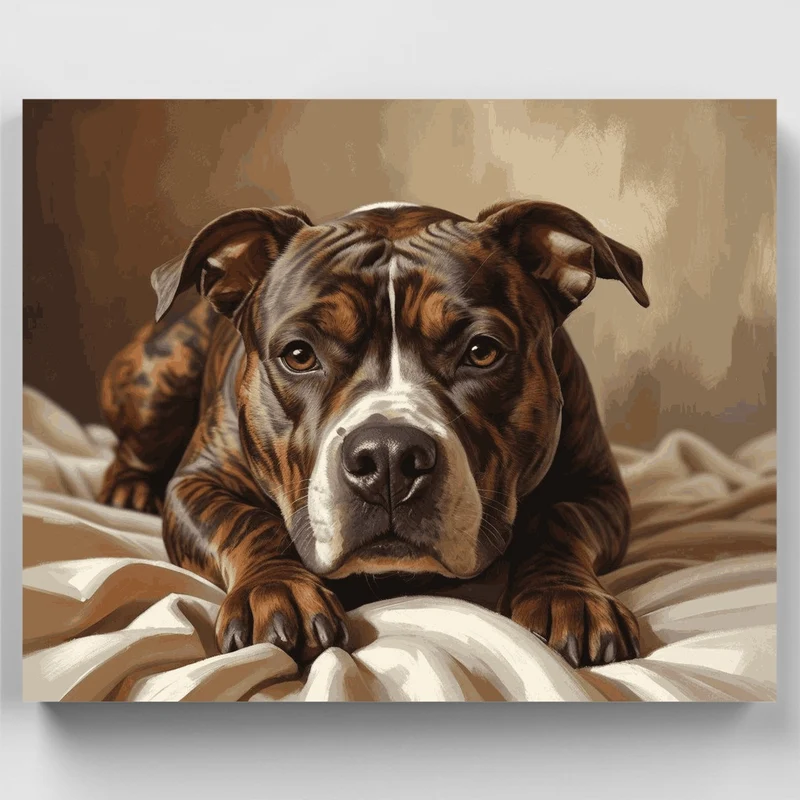 Pitbull Resting on Bed - Paint by Numbers Kit