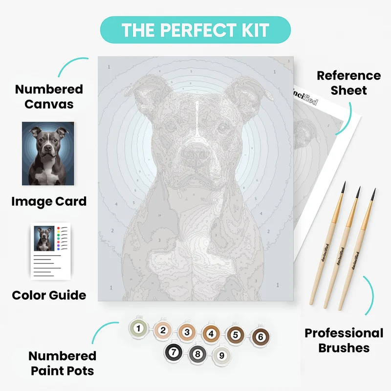 Majestic Grey and White Pitbull - Paint by Numbers Kit