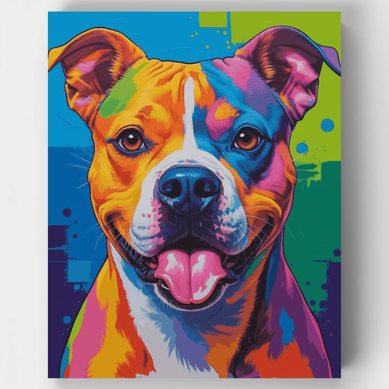 Vibrant Pop Art Pitbull - Paint by Numbers Kit