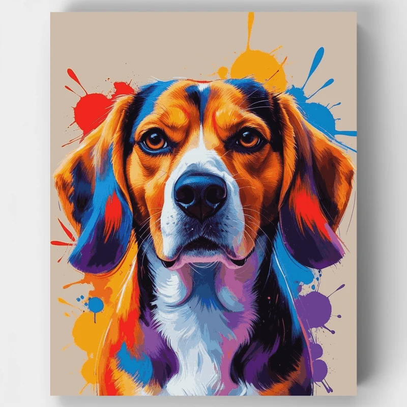 Vibrant Beagle Portrait - Paint by Numbers Kit