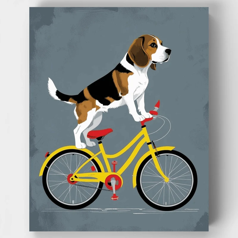 Beagle on a Bicycle - Paint by Numbers Kit