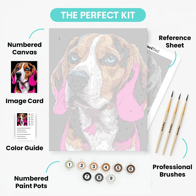Beagle with Vibrant Blue Eyes - Paint by Numbers Kit