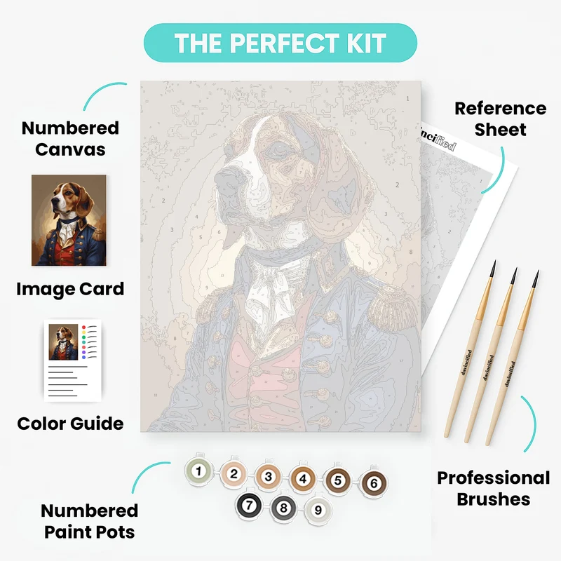 Beagle in Military Uniform - Paint by Numbers Kit