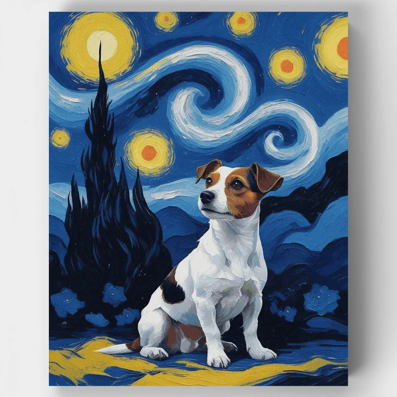 Starry Night Jack Russell - Paint by Numbers Kit