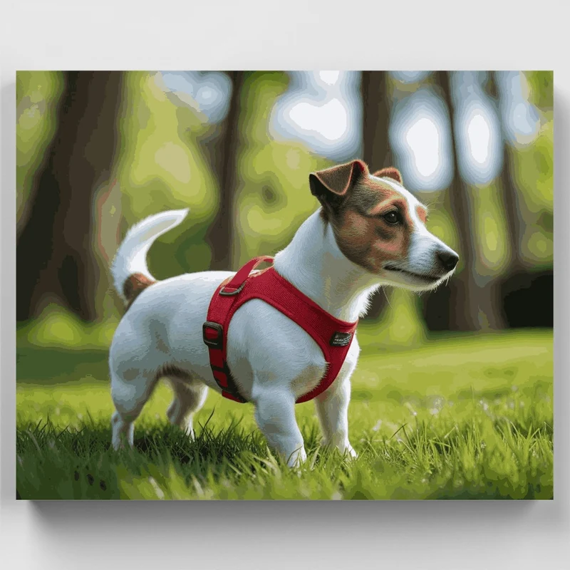 Jack Russell in Red Harness - Paint by Numbers Kit