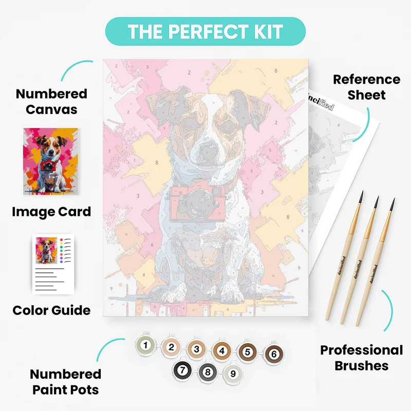 Jack Russell with Camera - Paint by Numbers Kit