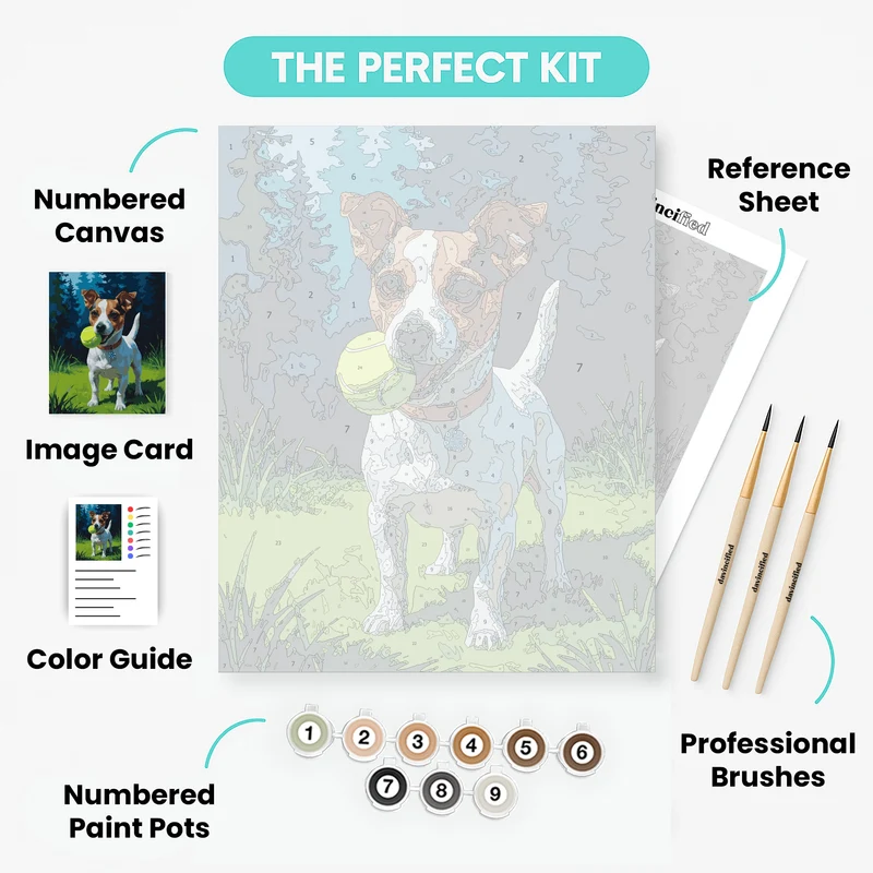 Jack Russell with Tennis Ball - Paint by Numbers Kit