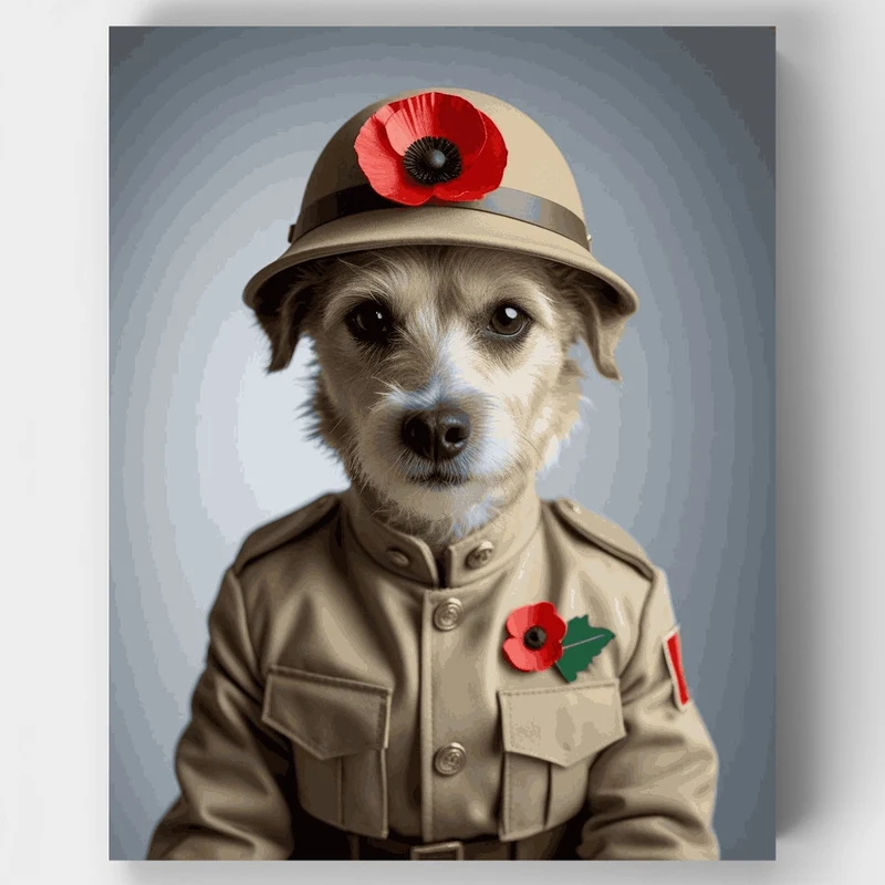 Border Terrier in WWI Military Uniform - Paint by Numbers Kit