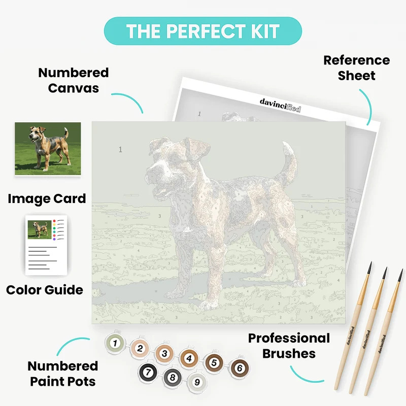 Cheerful Terrier on Green Grass - Paint by Numbers Kit