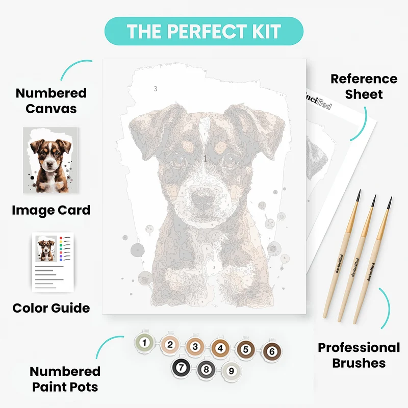 Adorable Puppy Portrait - Paint by Numbers Kit