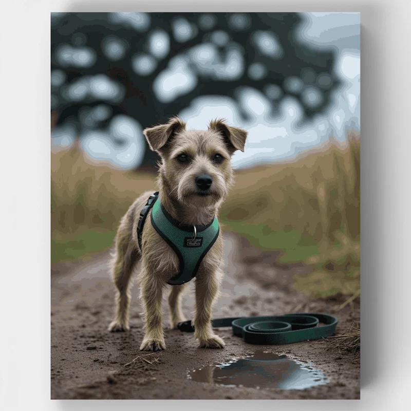 Adventurous Terrier on Muddy Trail - Paint by Numbers Kit