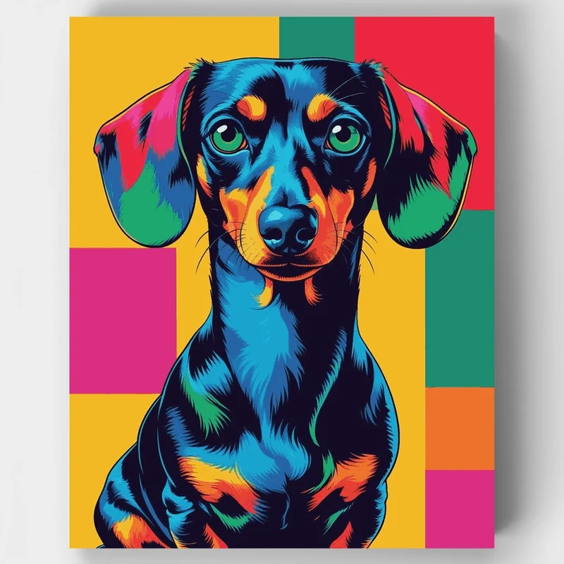 Vibrant Pop Art Dachshund Portrait - Paint by Numbers Kit