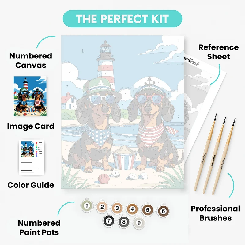 Dachshunds at the Beach - Paint by Numbers Kit