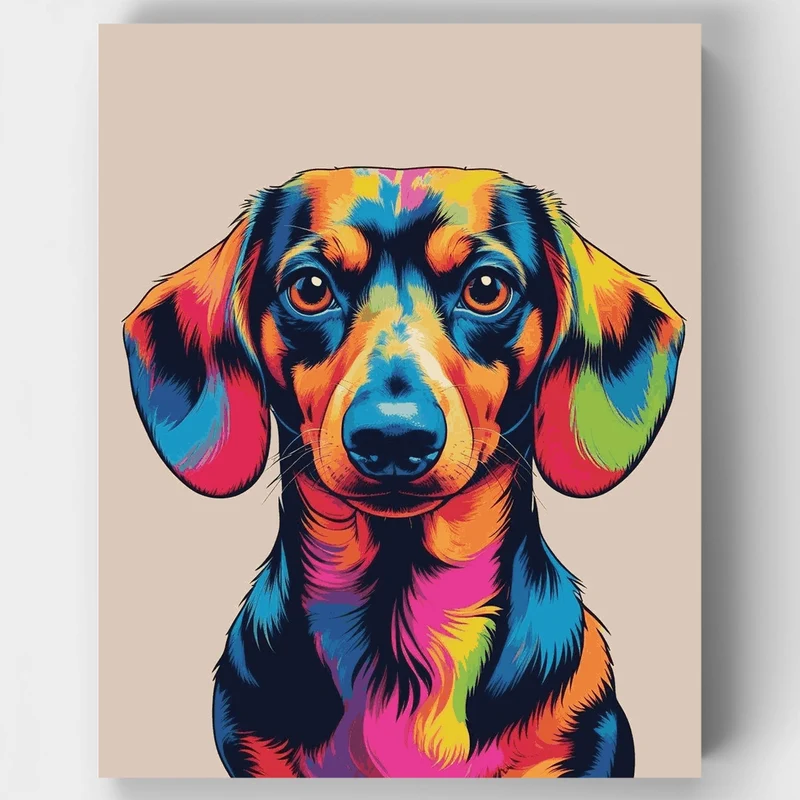 Vibrant Rainbow Dachshund - Paint by Numbers Kit