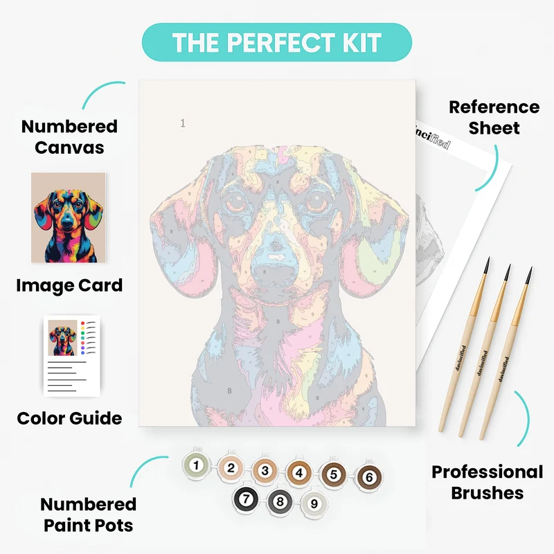 Vibrant Rainbow Dachshund - Paint by Numbers Kit
