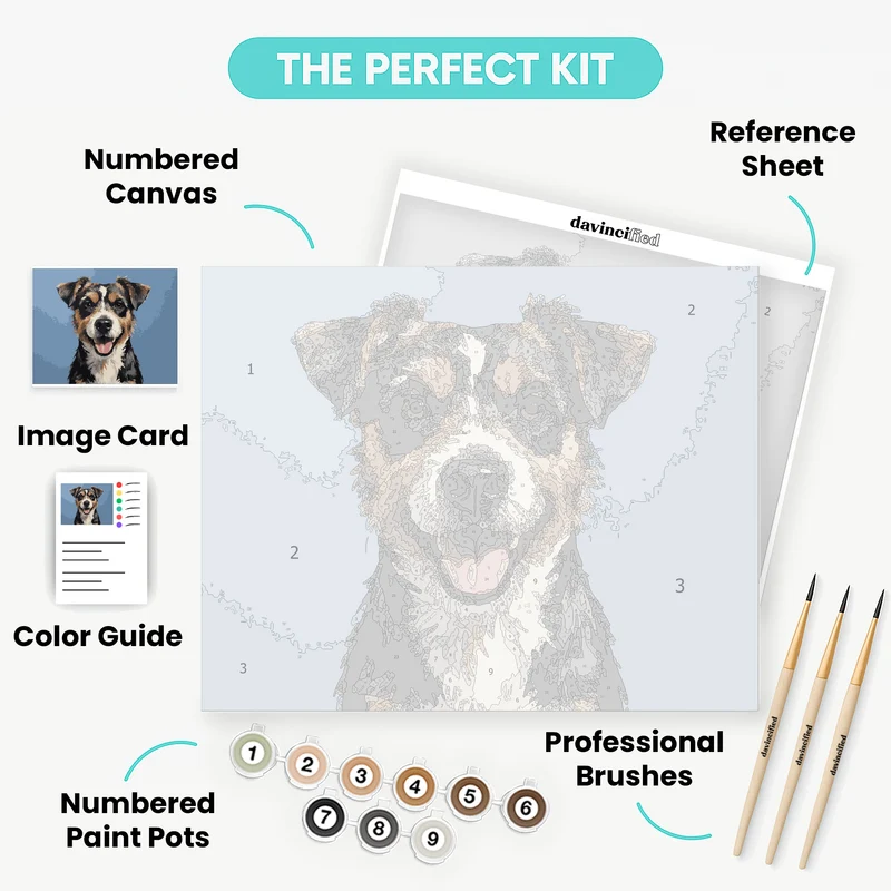 Tricolor Dog Portrait - Paint by Numbers Kit