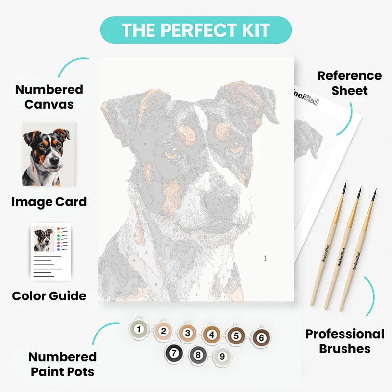 Tri-Color Dog with Amber Eyes - Paint by Numbers Kit